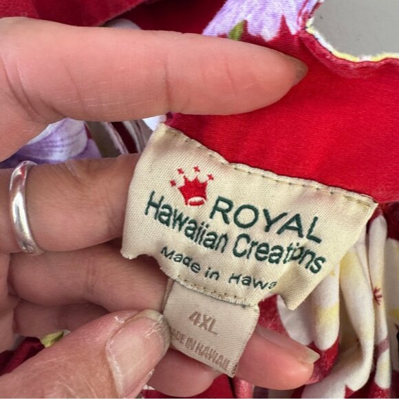 Vintage Royal Hawaiian Creations Puff Sleeves Red Floral Dress Size 4XL - Picture 8 of 13